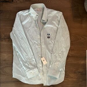 Men's Light Green Plaid Button Down Shirt